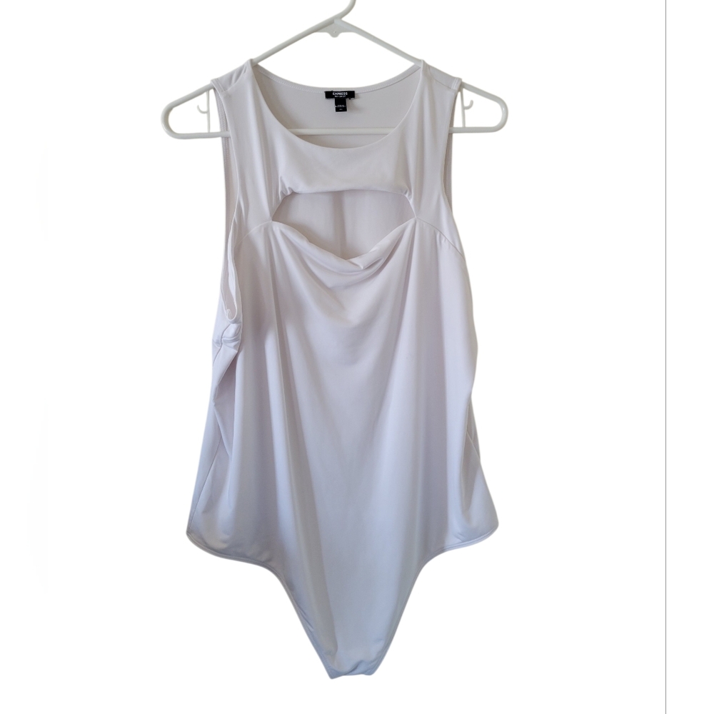 Express Body Contour White Sleeveless Bodysuit